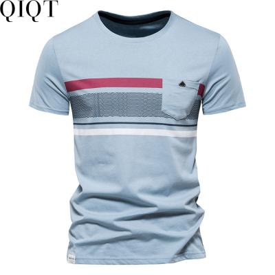 China Hot Selling Short Sleeve 2022 Summer Geometric Pattern Stripe Men's Short Sleeve T-shirt Cotton T-Shirts For Men for sale