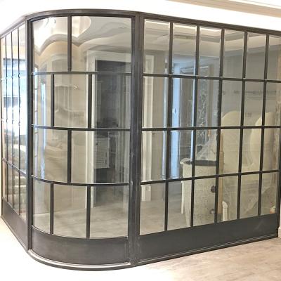 China Beautiful Folding Screen Iron Steel Metal Insulated Glass Soundproof Windows For Building for sale