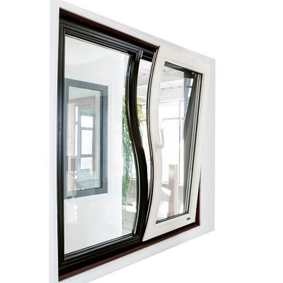 China Magnetic Screen Mordern Design Special Shaped Wooden Frame Tempered Glass Tilt Tower Aluminum Windows for sale