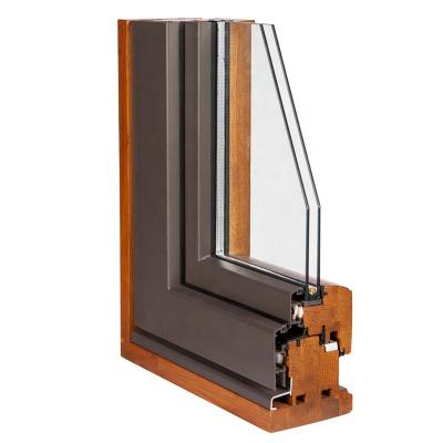 China Glass Wood Oak 68mm Width Aluminum Swing Tilt And Turn Windows For Apartment for sale