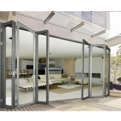 China Modern Exterior Aluminum Alloy Door Frame Front Bi Folding Glass Foldin Patio Doors for sale