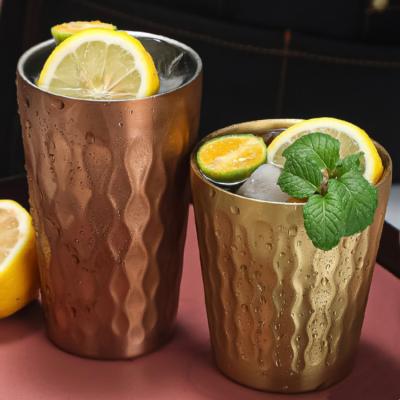 China 2023 New CLASSIC Outdoor Gold Double Wall Vacuum Beer Tea Cup Tumbler 304 Stainless Steel Printing Reusable Mug for sale