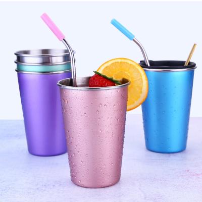 China Factory Direct Popular Beer Lemon Juice Cups Stainless Steel Single Wall Metal Pint Mug Glass for sale