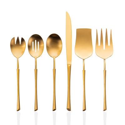 China Stocked 6 Pcs Set Gold Matte Spoons Forks Knives Stainless Steel Cutlery Set For Serving, Wedding Luxury Rentals Bulk Flatware for sale