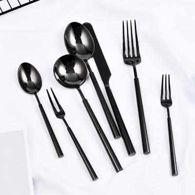 China Stocked Outdoor Dinnerware Stainless Steel Black Cutlery Set For Mexico , 4 Pcs Set Luxury Silverware Flatware Set For Hotel for sale