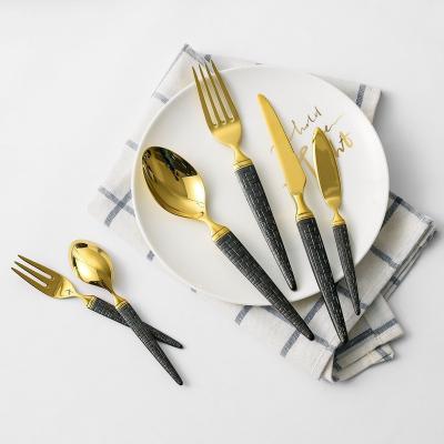 China Modern gold and black flatware set stainless steel dinnerware to supply, Guangzhou BLAIS stainless steel gold flatware wholesale for sale