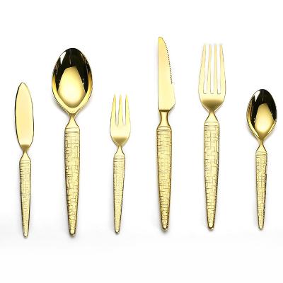 China Modern 4pcs Set Nordic Style Stainless Steel Gold Wholesale Wedding Cutlery Set,Vintage Gold Flatware Set For Sale for sale