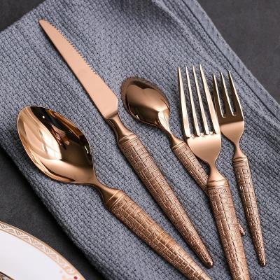 China Modern Luxury Dinnerware Set Wedding Stainless Steel Cutler, Canton Factories Rose Gold 18/10 Stainless Steel Flatware Set for sale