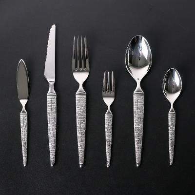 China Modern British Style Cutlery Set Luxury Stainless Steel Silver For Restaurant, High Quality Dinnerware Wedding Flatware Silver for sale