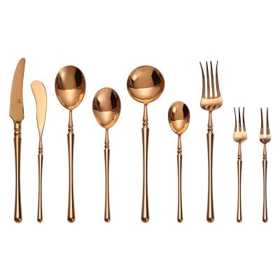 China Sustainable 4 Pcs Set Rose Gold Stainless Steel Flatware Cutlery Set For Wedding Rental, Party Decoration Silverware Heavyweight Restaurant for sale