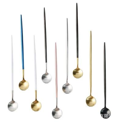 China Stocked 16 Colors SS 304 Stainless Steel Ice Cream Spoon For Bar Restaurant Hotel Cafe Beverage Store for sale