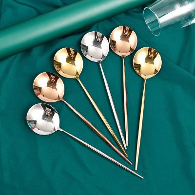 China Stocked Rose Gold Silver 25 Cm Stainless Steel Serving Spoon For Home Restaurant Hotel / Catering Lobby for sale