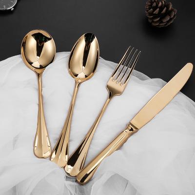 China Stocked 4 Pcs Spoon Set Gold Stainless Steel Cutlery For Wedding, Decorations For Party Forks And Spoons Flatware Set for sale