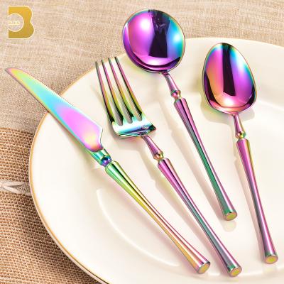 China Stocked Dinnerware Set Restaurant Quality 18/10 Stainless Steel Best Iridescence Silverware for sale