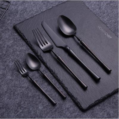 China Stocked Dinnerware Sets Luxury Dinnerware Black Gold Stainless Steel High Quality 304 Stainless Steel Flatware for sale