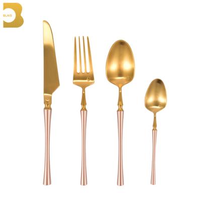 China Stocked 2020 Amazon Success 4 Piece SS Cutlery Set Rose Gold Metal Flatware Set Rose Gold Stainless Steel Flatware Set for sale