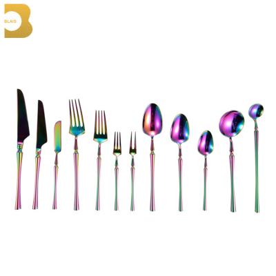 China Stocked 18/10 Bulk Colored 304 Stainless Steel Iridescent Color Flatware Flatware Set for sale