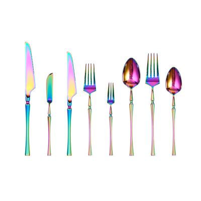 China 4 Pcs Iridescent Fork Knife And Spoon Set Stainless Steel Stocked Cutlery For Decorations Wedding, Western Tableware Silverware for sale