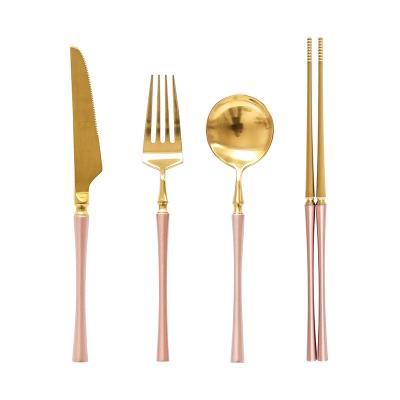 China Stocked rose and gold cutlery set high quality stainless steel, wedding decorations and gifts 18/10 stainless steel flatware set ss30 for sale