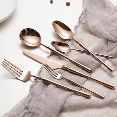 China Wedding Rose Gold Flatware Stainless Steel Cutlery Stocked Set,Heavyweight Dinnerware Flatware Stainless Steel Cutlery Wholesale for sale