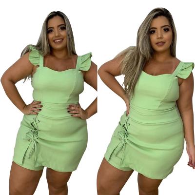 China Anti-pilling BR1206 plus size high waist bandage fly sleeve plus size biker shorts two piece sets for sale