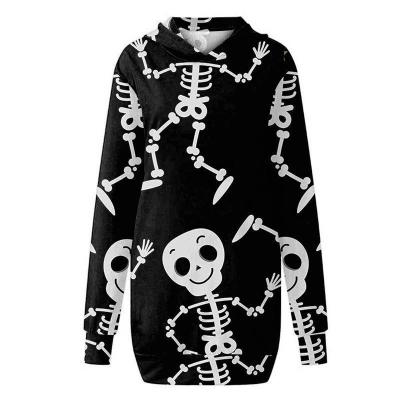 China Handsome BR1892 Halloween Skeleton Streetwear Anti-Static Spider Tops Hooded Bat Skull Sweatshirt Long Dress for sale