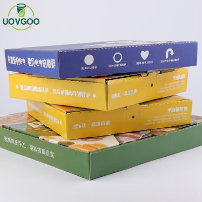 China High quality pizzeria store disposable pizza box wholesale logo wrinkle pizza box food grade kraft paper pizza box for sale