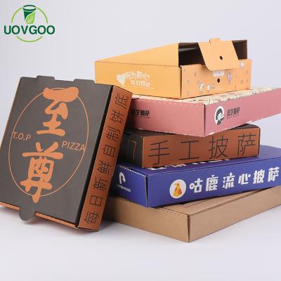 China Disposable wholesale custom logo package wrinkle eco-friendly pizza box kraft paper pizza box 9 inch pizza box for sale