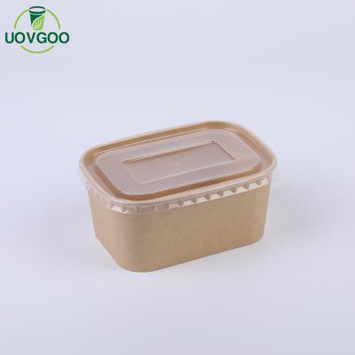 China Eco Paper Disposable Lunch Box Food Square Rectangular Lunch Box Rectangular Food Salad Bowls for sale