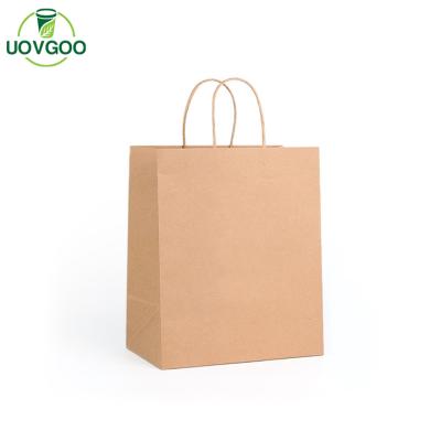 China Recycled Materials OEM Factory Take Away Paper Sack Paper Bag With Handle Kraft Paper Bag for sale