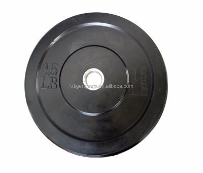 China Cross Fitted Weightlifting Rizhao Tiger Sports Weight Training High Quality Black Rubber Bumper Plates for sale