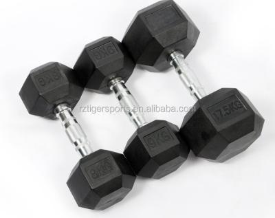 China Black rubber coated gym hex dumbbell sets or wholesale crossfit equipmet home gym equipment for sale