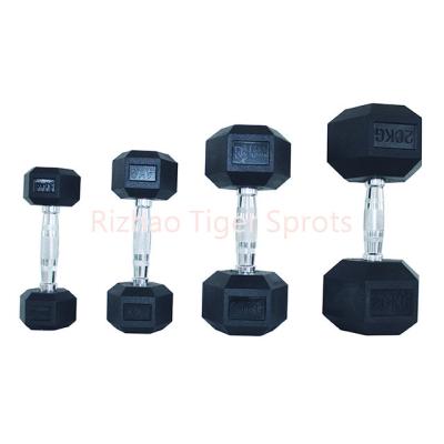 China Wholesale gym hex rubber dumbbell or crossfit equipmet home rubber dumbbell manufacturer for sale