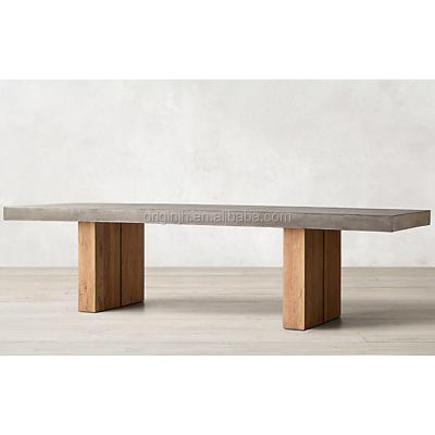 China Dining table handcrafted natural teak concrete slab solid reclaimed contemporary unparalleled personality for sale