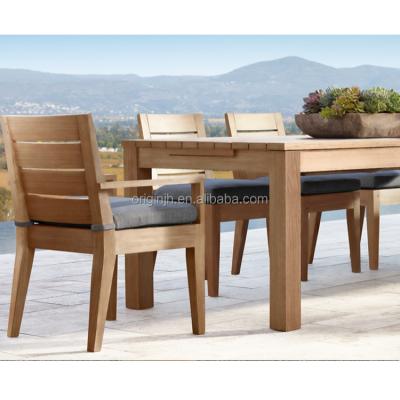 China Contemporary Innovative Natural Teak Wood Luxury Outdoor Furniture Point Extendable Dining Table Set Modern for sale