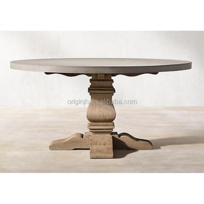 China Contemporary Custom Outdoor Unique Teak Wood Seats 6-10 Persons Wooden Leg Leg Around Concrete Dining Table for sale