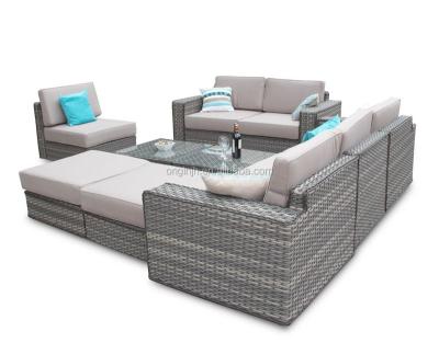 China 9 seater traditional modern outdoor waterproof sectional rattan cushion fabric cheap style sofa sofa set home furniture for sale