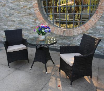 China Contemporary popular 3 piece small balcony sitting wicker chair and outdoor rattan coffee table furniture patio for sale