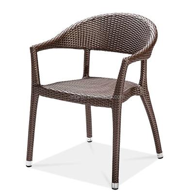 China Coffee shop contemporary comfortable armrest designed resin wicker dining chair patio furniture wicker for sale