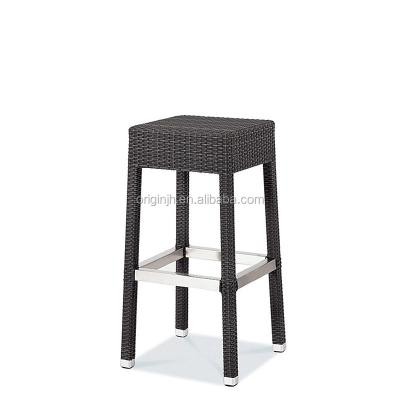 China Modern outdoor party resin bar stool furniture plastic rattan backless designed wicker garden chair for sale