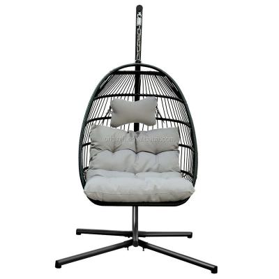 China Weather Outdoor Furniture Wholesale Effect Four Corners Outdoor Rattan Furniture Simple Hanging Egg Chair for sale