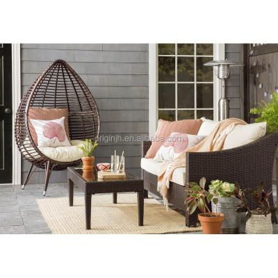 China Outdoor Fashion Garden Furniture Metal Leg Wicker Rattan Egg Hanging Outdoor Swing Chair for sale