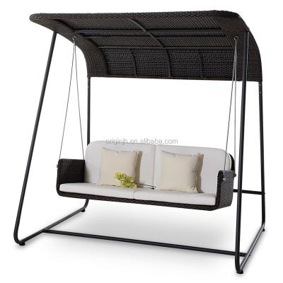 China Modern High Quality Waterproof Chair Furniture Canopy Rattan Outdoor Leisure Garden Swing for sale