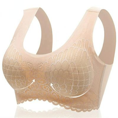 China Dropshipping M-XL QUICK DRY Ladies Figure Bra Vest Seamless Lace Full Latex Padded Radio One Piece Bralette Plus Size Wire Free Bra for sale