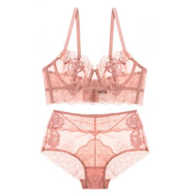 China French sexy lingerie underwear set with sexy lace without sponge hollow out for sale