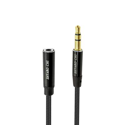 China 3.5mm home male to AUX cable. 0.3M high quality female metal braided audio head wire for sale