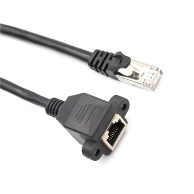 China Home / Office / Construction / Teaching Black Cat6 RJ45 Extension Network Cable 0.3m With Seat Fixed Cable for sale