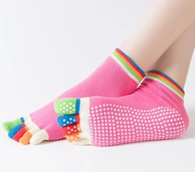 China High Quality Antibacterial Pure Cotton Five Finger Anti-Slip Soft Toe Yoga Socks for sale