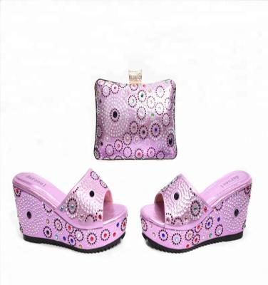 China 2018 African High Heel High Heel Sandals Shoes Matching Bag Set Italian Designer Shoes And Bags To Match Italian Women Nigeria Party Shoes for sale