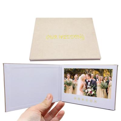 China Europe 7 inch birthday wedding photo screen hot selling luxury lcd canvas bound book for sale